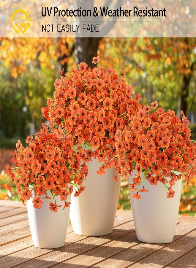 MACTING Artificial Fall Mums for Outdoors 12 Bundles Faux Outdoor Plants UV Resistant Fake Orange Silk Flowers No Fade for Planters Front Door Porch Patio Indoor Outside Autumn Thanksgiving Decor - Image 3