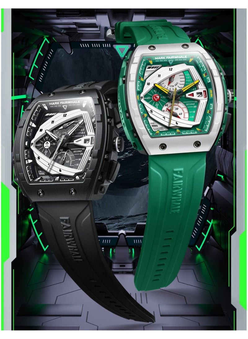 Mark Fairwhale - Luminous Watches for Men Watch Quartz Luxury Water， Resistant Resin Strap Watch Case Size-43mm,Case Thickness-13mm - Image 1