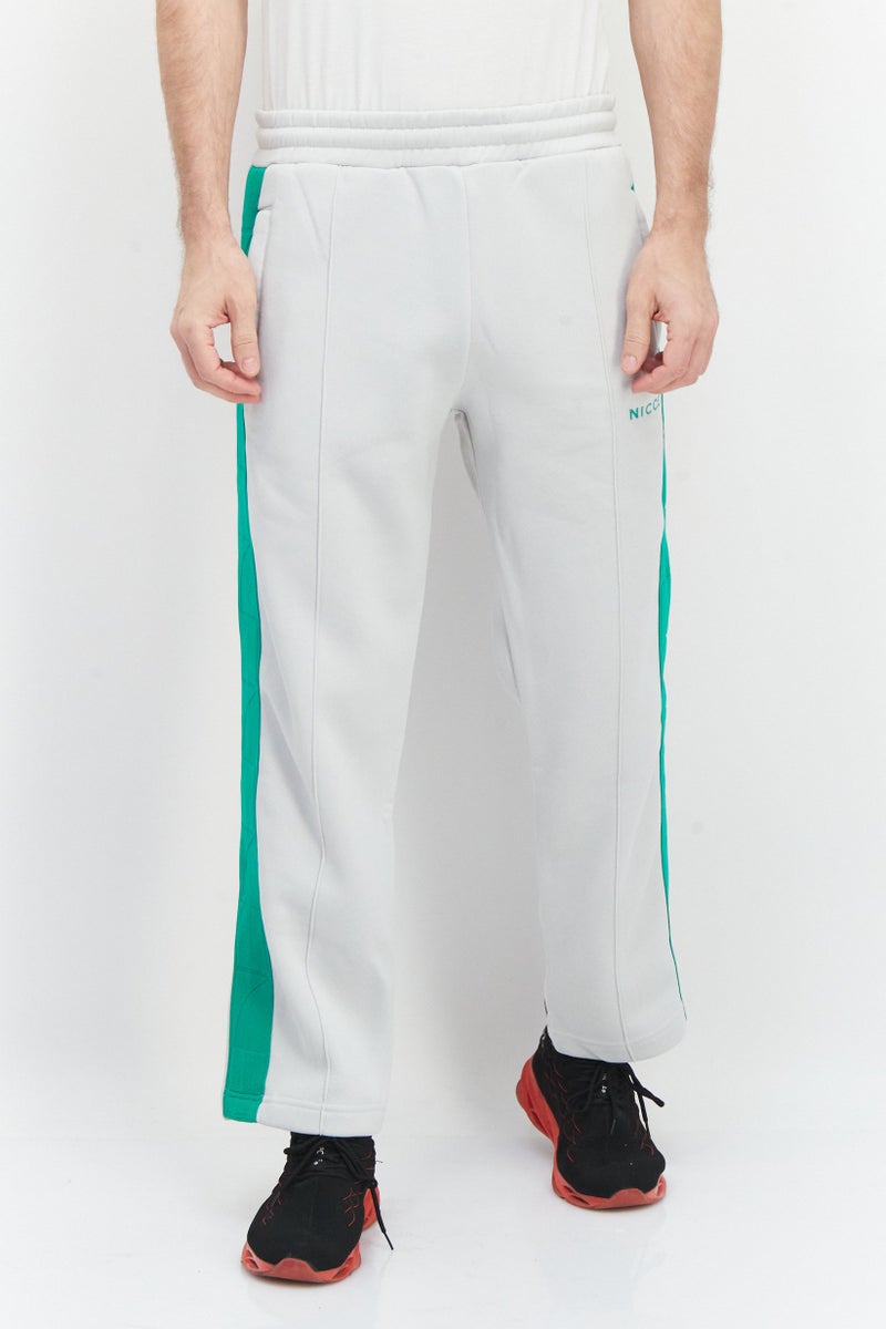 Nicce Men Regular Fit Embroidered Logo Jogger Pants, Oyster Grey - Image 1