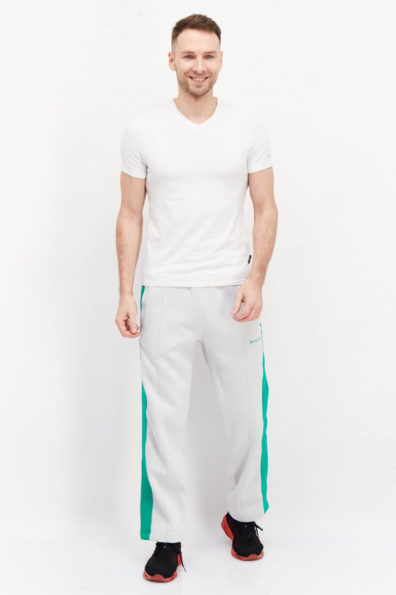 Nicce Men Regular Fit Embroidered Logo Jogger Pants, Oyster Grey - Image 4