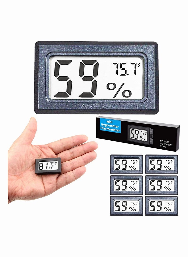 SYOSI Mini Hygrometer Thermometer, SYOSI Built in Small Household Electronic Thermometer And Hygrometer, Digital Indoor Humidity Gauge Monitor with Temperature Meter Sensor Fahrenheit (℉) 6 Pack Black - Image 1