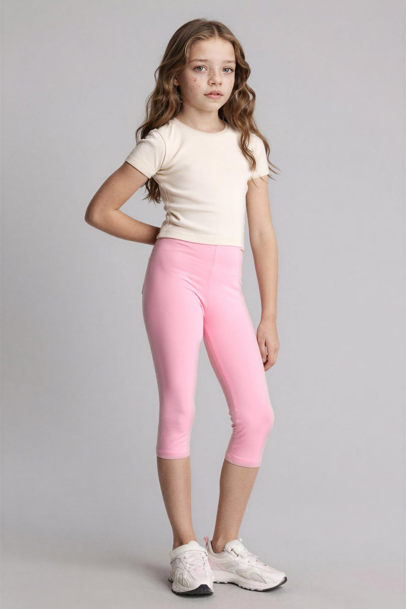 DeFacto Pink Girl Girl Capri Length Leggings Casual - Image 1