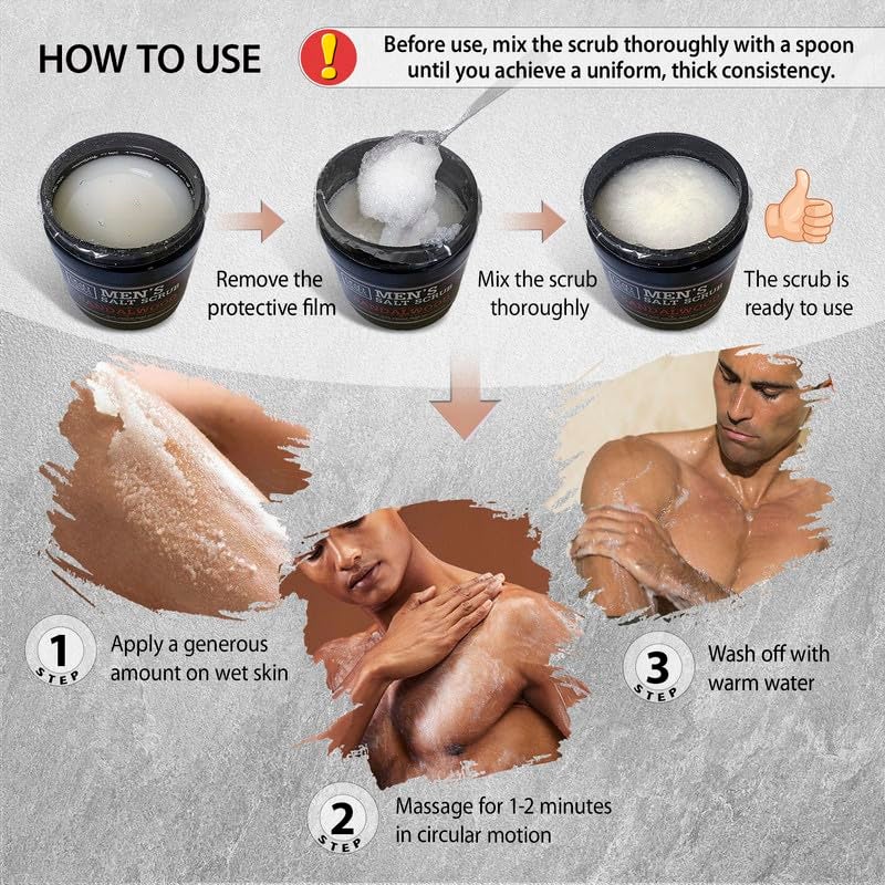 Dead Sea Collection Salt Body Scrub Sandalwood For Men â€“ Moisturizes, Exfoliates & Nourishes Skin â€“ Cleanses & Detoxifies with Dead Sea Minerals - Dead Sea Collection â€“ 23.28 OZ - Image 2