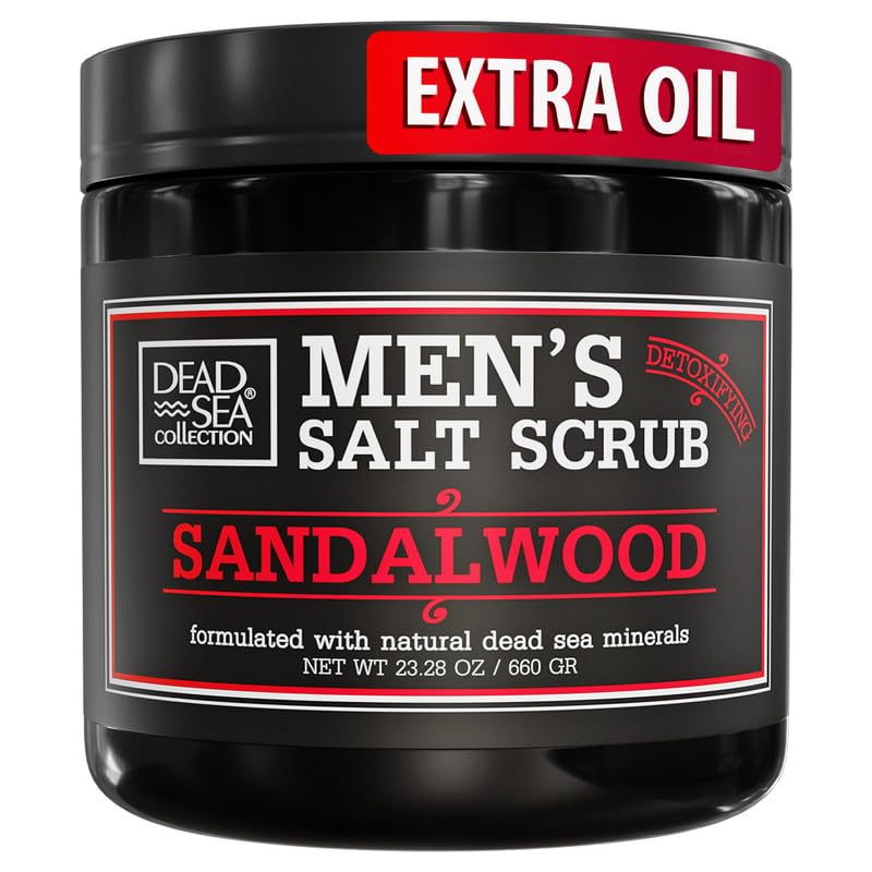 Dead Sea Collection Salt Body Scrub Sandalwood For Men â€“ Moisturizes, Exfoliates & Nourishes Skin â€“ Cleanses & Detoxifies with Dead Sea Minerals - Dead Sea Collection â€“ 23.28 OZ - Image 1