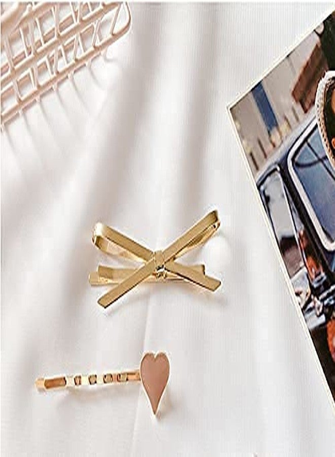 SQUICKLE 3Pcs Golden Metal & Beautiful Heart Shape Hair pin/Elegant Pearl Hair Pins For Women & Girls/Metal Hair Pins - Image 5