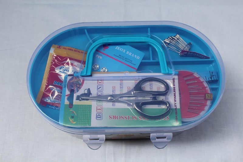 KEPY THE MALL KEPY THE MALL Portable Big Size 37 Thread Box Sewing kit 37 Reels Scissor Threader 70 Dress Hook Chowk Sefty Pin Opener Seam Ripper 24 Needles Set Tape Measure for DIY Beginners Emergency Travel Home  - Image 2