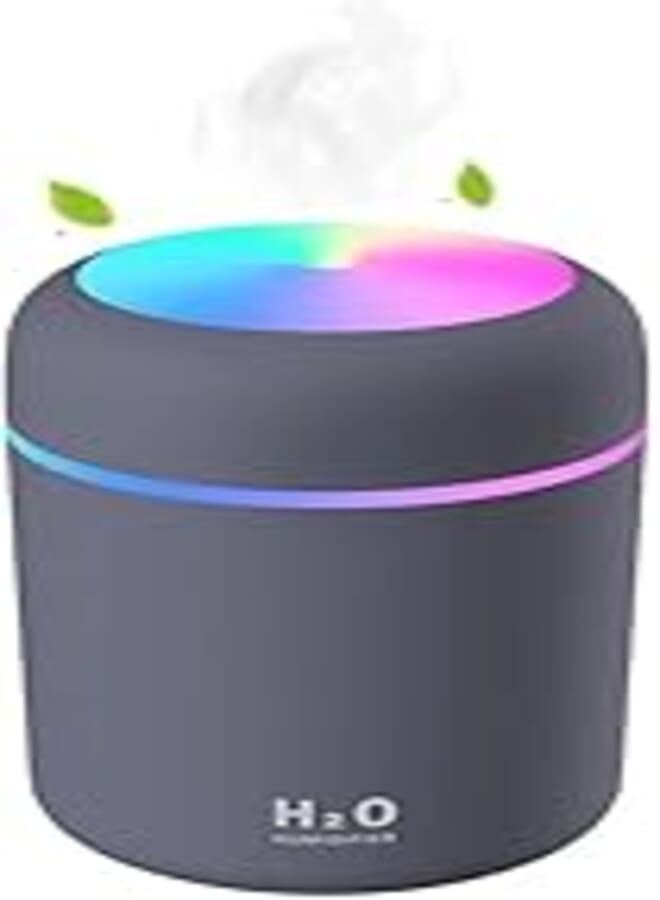 CLEMATIS Cool Mist Humidifier & Aroma Diffuser, Revitalize Your Space with Colorful Ambient Lighting - Ideal for Home, Office, and Car (Grey)