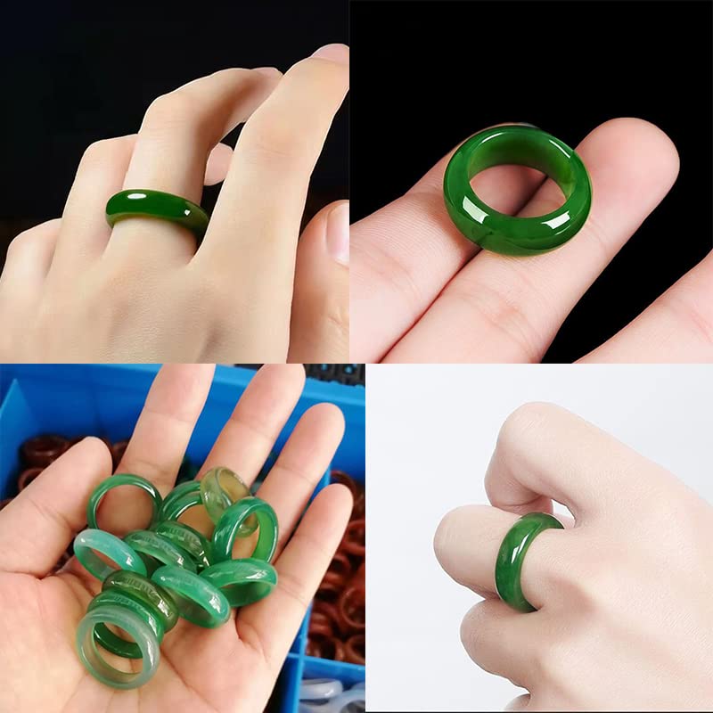 GIGB PBDK Natural Crystal Green Jade Ring for Woman Men,Minimalist Good Luck Ring Green Jade Rings Fengshui Cinnabar thumb Rings Valentine's Day Birthday jewelry - Image 4