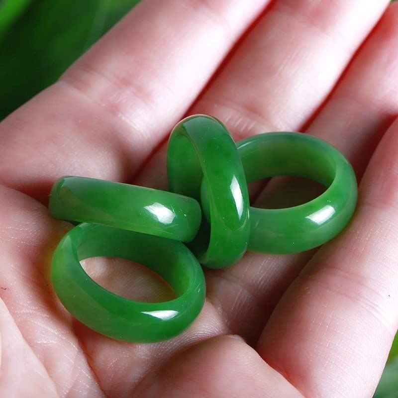 GIGB PBDK Natural Crystal Green Jade Ring for Woman Men,Minimalist Good Luck Ring Green Jade Rings Fengshui Cinnabar thumb Rings Valentine's Day Birthday jewelry - Image 2