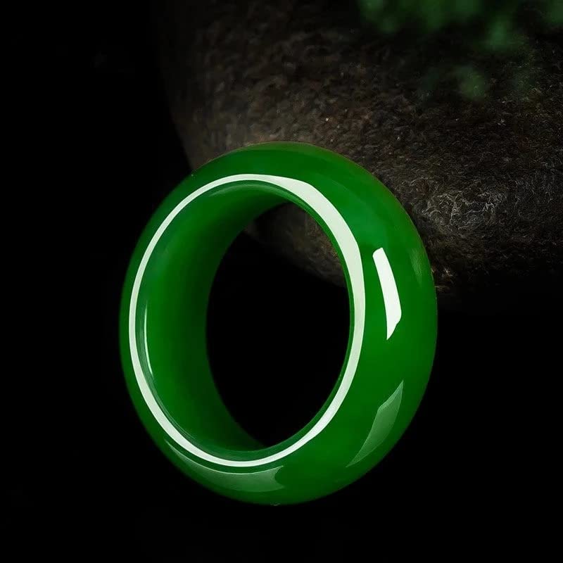 GIGB PBDK Natural Crystal Green Jade Ring for Woman Men,Minimalist Good Luck Ring Green Jade Rings Fengshui Cinnabar thumb Rings Valentine's Day Birthday jewelry - Image 3