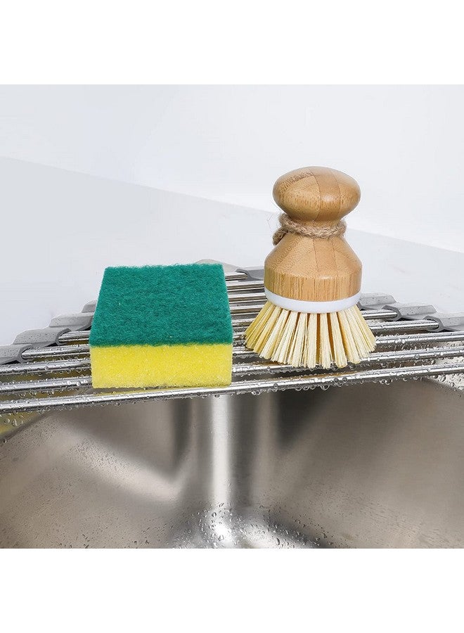 NILKANTH Triangle Roll-Up Dish Drying Rack for Sink Corner Small Foldable Stainless Steel Over The Sink Multipurpose Kitchen Drainer Caddy Organizer Storage Space Saver Shelf Holder (Grey) - Image 3