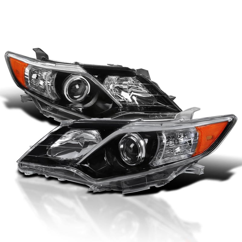 SPECD TUNING Glossy Black Projector Headlights Compatible with 20122014 Toyota Camry Left Right Pair Headlamps Assembly