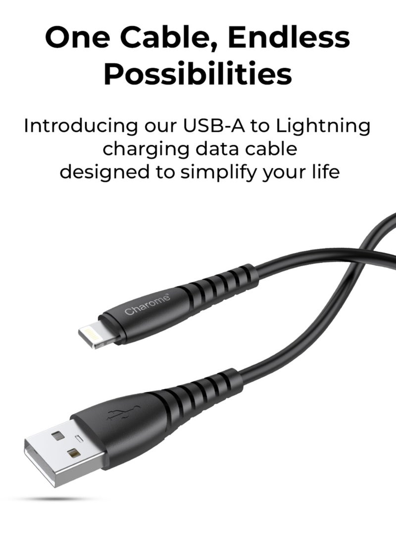Charome - Premium USB-A to Lightning: Fast Charging, High-Speed Data Transfer, 1 Meter Length, Charging Protection, Sync Data, and Bending Resistant Durable Design - Image 1