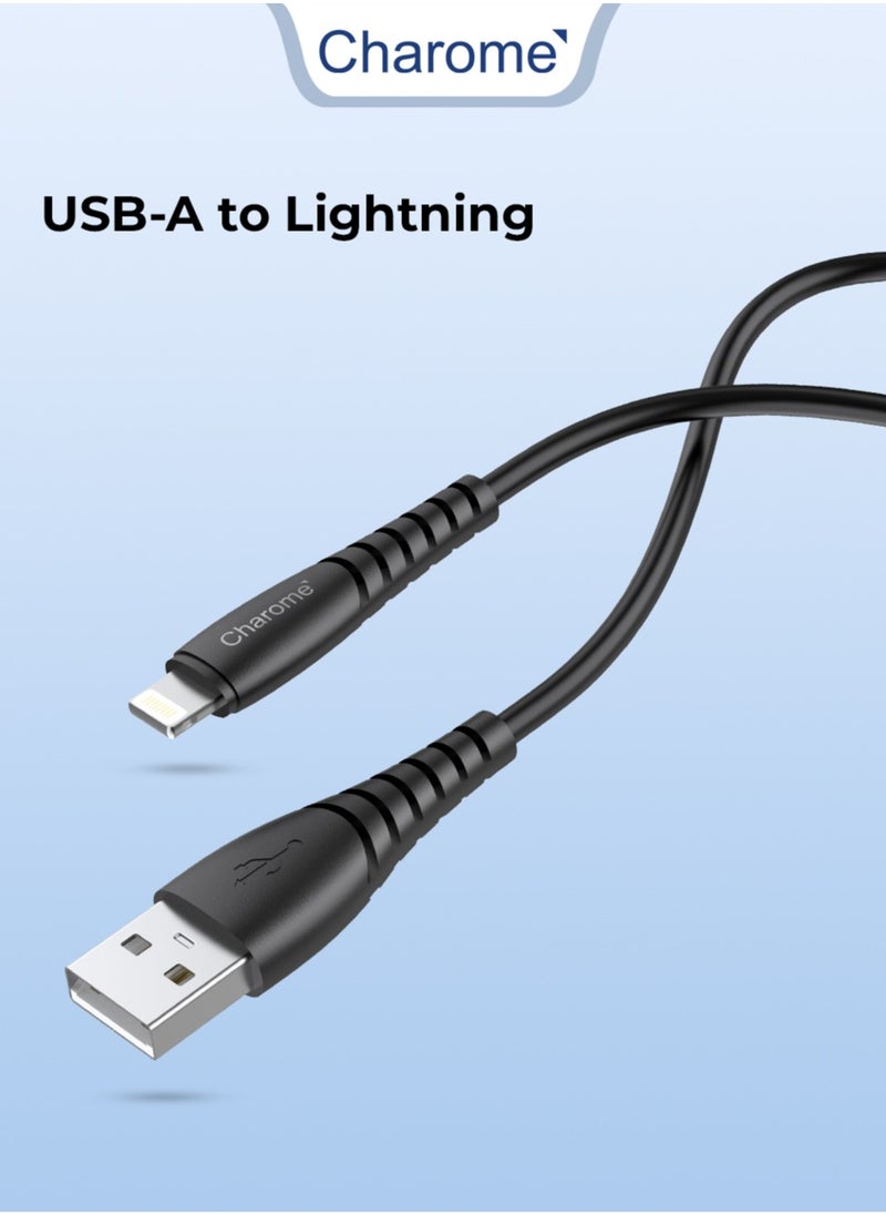 Charome - Premium USB-A to Lightning: Fast Charging, High-Speed Data Transfer, 1 Meter Length, Charging Protection, Sync Data, and Bending Resistant Durable Design - Image 1