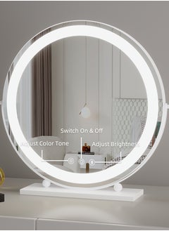 ETG Large Vanity Mirror with Lights, Round LED Makeup Mirror, Light Up Mirror Makeup Mirror with Lights for Bedroom Tabletop, Smart Touch Control 3 Colors Dimmable, 360° Rotation（50cm）  - Image 4