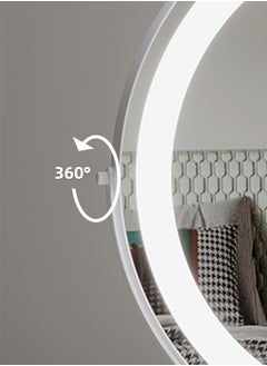 ETG Large Vanity Mirror with Lights, Round LED Makeup Mirror, Light Up Mirror Makeup Mirror with Lights for Bedroom Tabletop, Smart Touch Control 3 Colors Dimmable, 360° Rotation（50cm）  - Image 5