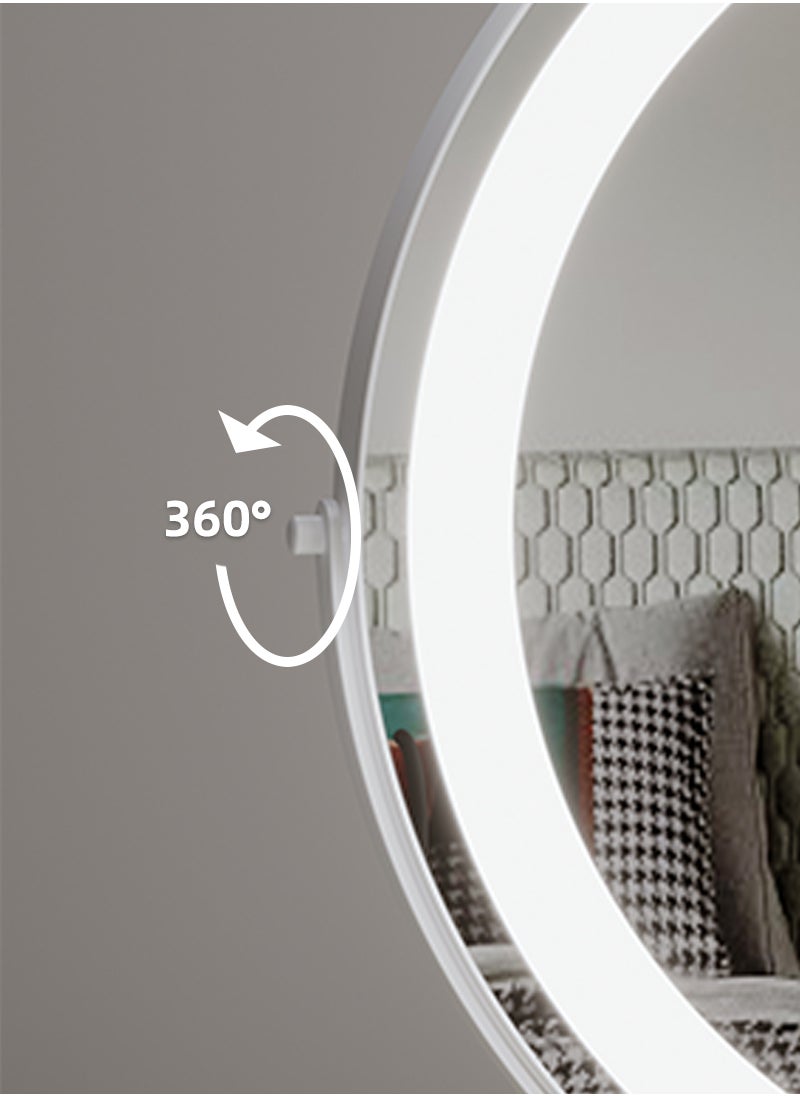 ETG - Large Vanity Mirror with Lights, Round LED Makeup Mirror, Light Up Mirror Makeup Mirror with Lights for Bedroom Tabletop, Smart Touch Control 3 Colors Dimmable, 360° Rotation, 50cm - Image 1