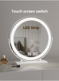ETG Large Vanity Mirror with Lights, Round LED Makeup Mirror, Light Up Mirror Makeup Mirror with Lights for Bedroom Tabletop, Smart Touch Control 3 Colors Dimmable, 360° Rotation（50cm）  - Image 3
