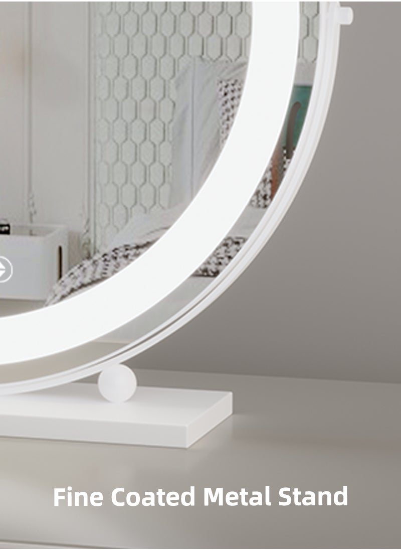 ETG - Large Vanity Mirror with Lights, Round LED Makeup Mirror, Light Up Mirror Makeup Mirror with Lights for Bedroom Tabletop, Smart Touch Control 3 Colors Dimmable, 360° Rotation, 50cm - Image 1