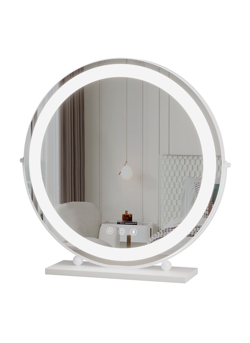 ETG - Large Vanity Mirror with Lights, Round LED Makeup Mirror, Light Up Mirror Makeup Mirror with Lights for Bedroom Tabletop, Smart Touch Control 3 Colors Dimmable, 360° Rotation, 50cm - Image 1