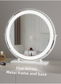 ETG Large Vanity Mirror with Lights, Round LED Makeup Mirror, Light Up Mirror Makeup Mirror with Lights for Bedroom Tabletop, Smart Touch Control 3 Colors Dimmable, 360° Rotation（50cm）  - Image 2