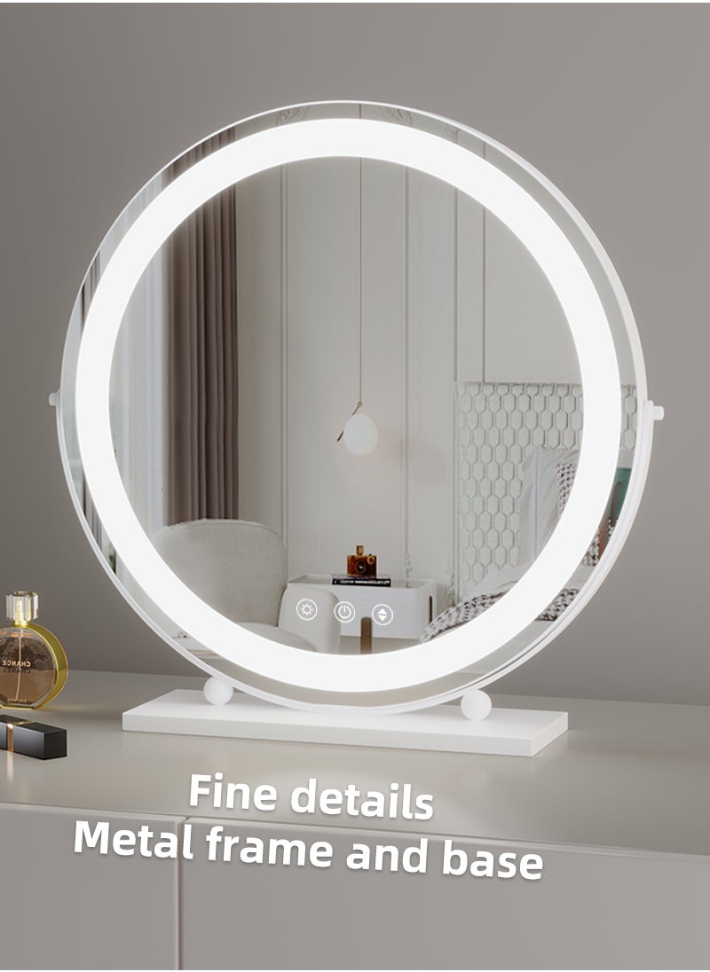 ETG - Large Vanity Mirror with Lights, Round LED Makeup Mirror, Light Up Mirror Makeup Mirror with Lights for Bedroom Tabletop, Smart Touch Control 3 Colors Dimmable, 360° Rotation, 50cm - Image 1