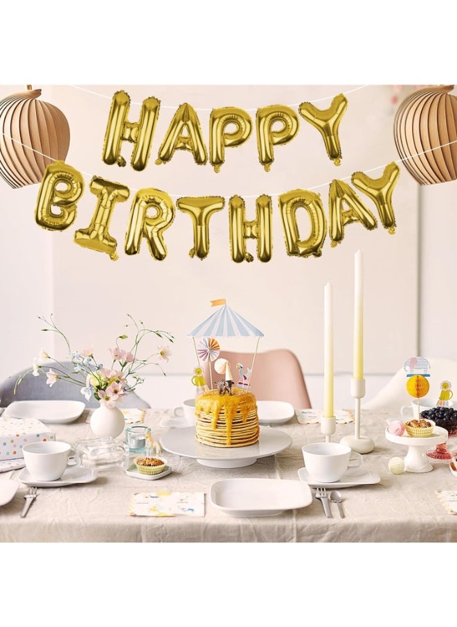 Generic - Gold Happy Birthday Balloons Banner 16 Inch Mylar Foil Letters, Inflatable Party Decor And Birthday Decorations For Women, Men, Boys & Girls Kids - Image 1