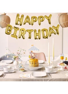 Generic Gold Happy Birthday Balloons Banner 16 Inch Mylar Foil Letters, Inflatable Party Decor And Birthday Decorations For Women, Men, Boys & Girls Kids  - Image 3
