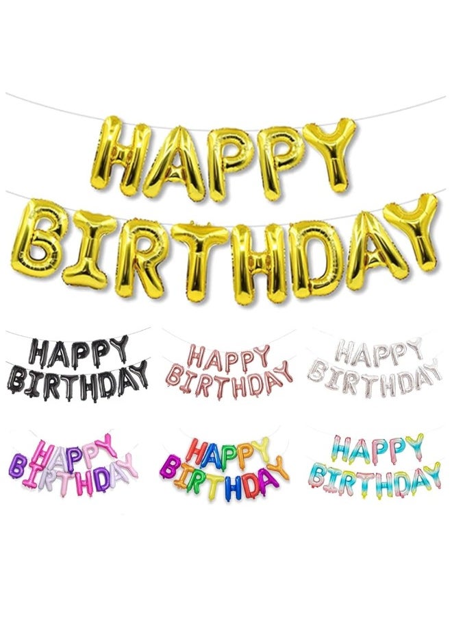 Generic - Gold Happy Birthday Balloons Banner 16 Inch Mylar Foil Letters, Inflatable Party Decor And Birthday Decorations For Women, Men, Boys & Girls Kids - Image 1