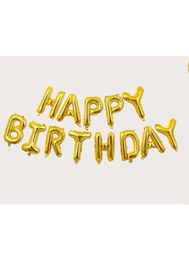 Generic - Gold Happy Birthday Balloons Banner 16 Inch Mylar Foil Letters, Inflatable Party Decor And Birthday Decorations For Women, Men, Boys & Girls Kids - Image 1