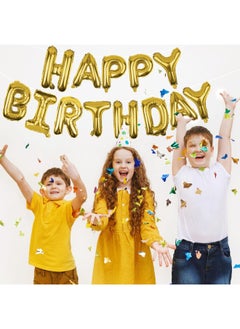Gold Happy Birthday Balloons Banner 16 Inch Mylar Foil Letters, Inflatable Party Decor And Birthday Decorations For Women, Men, Boys & Girls Kids