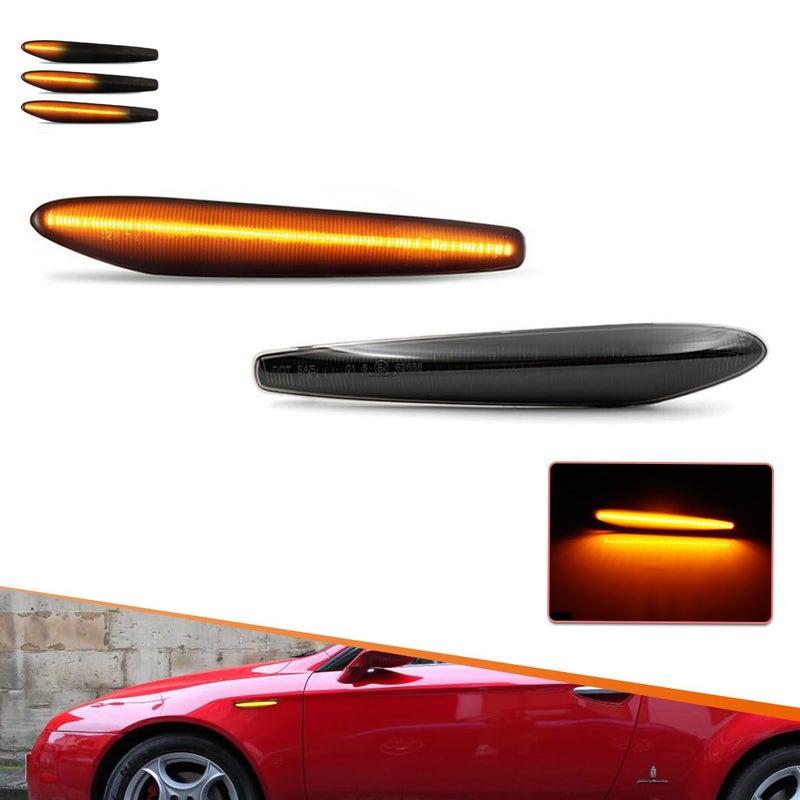 ADIIL Smoked Lens LED Dynamic Front Side Marker Lights Fender Blinker Lights For Alfa Romeo 159 Type 939