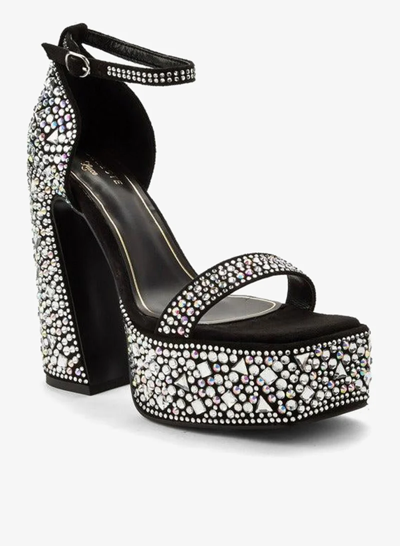 سيليست صنادل نسائية بكعب عريض مرصع