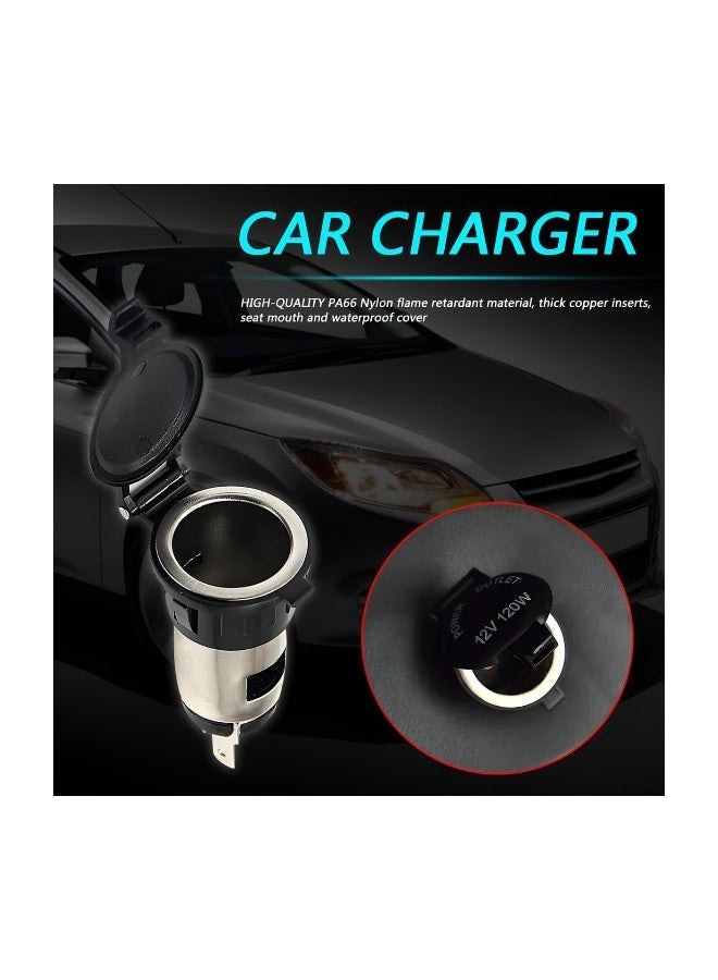 مقبس ولاعة سجائر 12V-24V، محول ولاعة سجائر أنثوي مع كابل تمديد، مقبس طاقة مقاوم للغبار بديل لسيارة شاحنة دراجة نارية قارب بحرية ATV RV والمزيد - Image 1