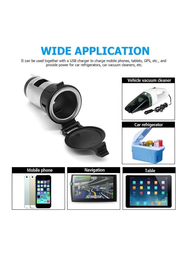 مقبس ولاعة سجائر 12V-24V، محول ولاعة سجائر أنثوي مع كابل تمديد، مقبس طاقة مقاوم للغبار بديل لسيارة شاحنة دراجة نارية قارب بحرية ATV RV والمزيد - Image 2