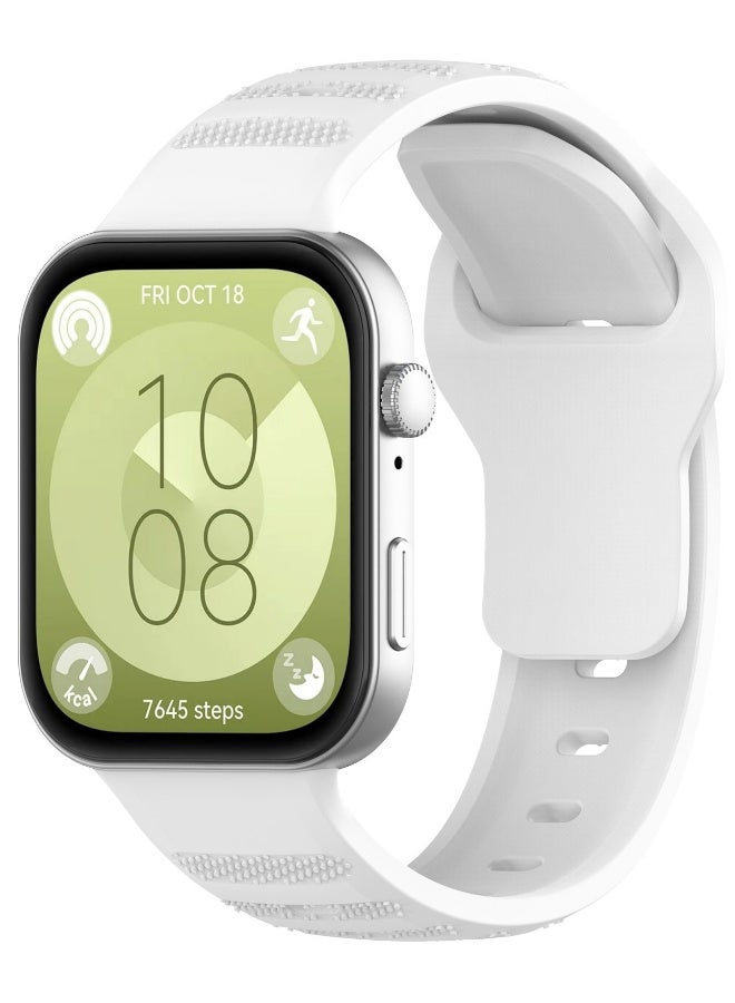 NIBEMINENT Strap for Huawei Watch Fit 3, Silicone Watchband Replacement Bracelet White  - Image 1