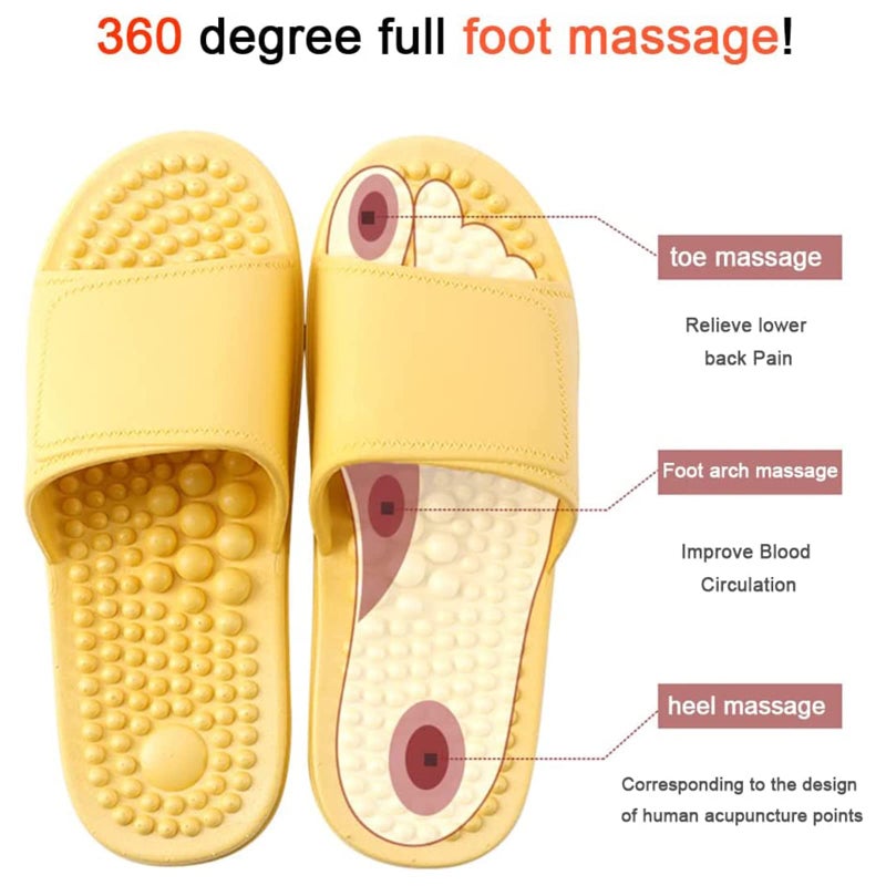 SvaTao Health Foot Massage Slippers Acupressure Point Care Magnet Therapy Promoting Blood Circulation Myofascial Release Trigger Point Acupuncture Relaxation Gifts for Parents(Yellow,6.5-7) - Image 2