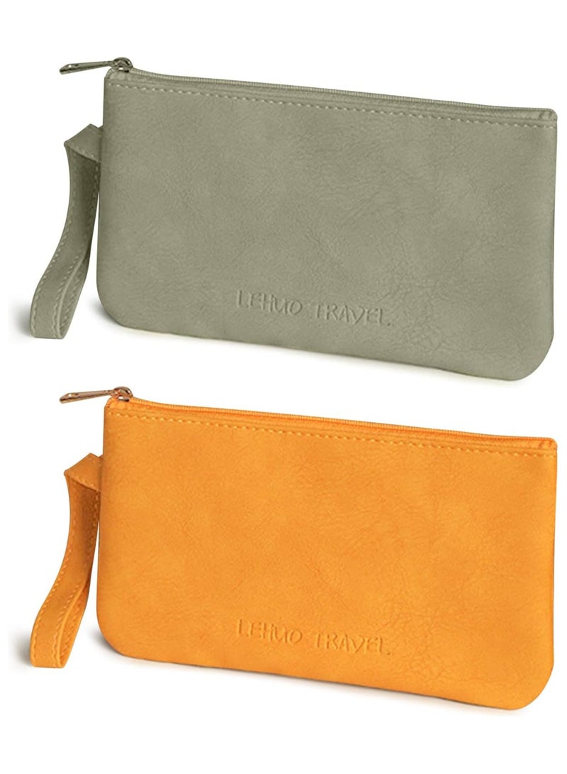 Cosmetic Bag Organiser, Small Makeup Bag, for Purse PU Leather Mini Cosmetic Bags, Waterproof Zipper Handbag, Travel Make up Pouch, with Compartments Versatile Storage Pouches (2 PCS) - Image 1