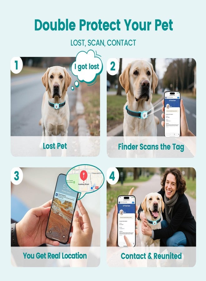 PawView for AirTag Holder Dog Collar, Smart QR Code Holder for Cats and Dogs, for AirTag Protective Cases - Scan Alert, Instant Location, Pet Online Profile, Contacts Info (1Pack,Robin's Egg Blue) - Image 4