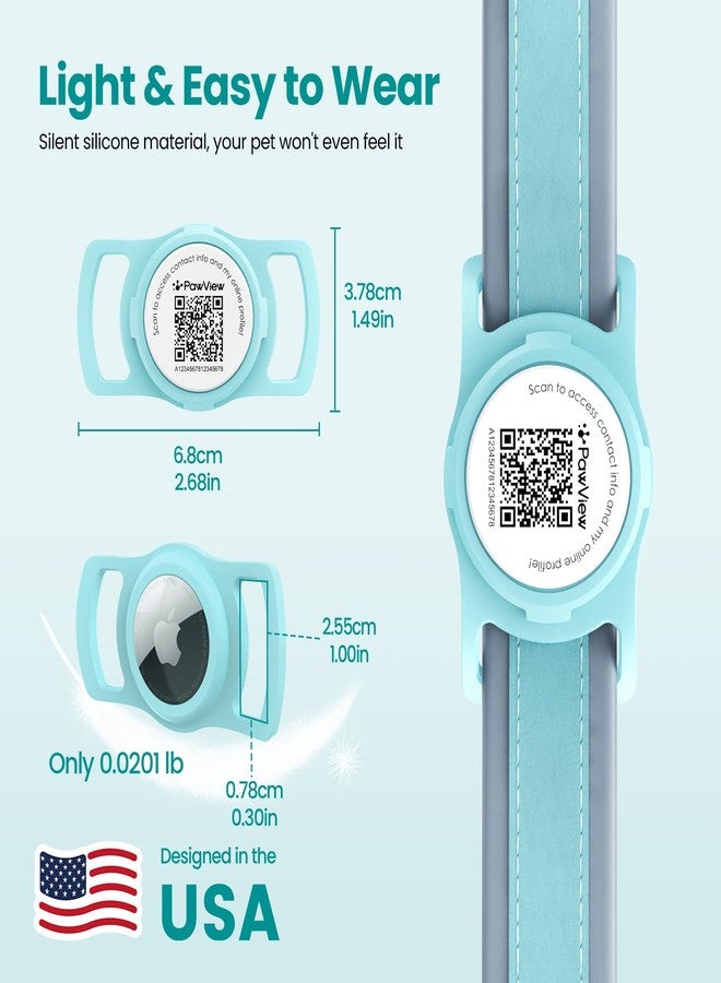 PawView for AirTag Holder Dog Collar, Smart QR Code Holder for Cats and Dogs, for AirTag Protective Cases - Scan Alert, Instant Location, Pet Online Profile, Contacts Info (1Pack,Robin's Egg Blue) - Image 2