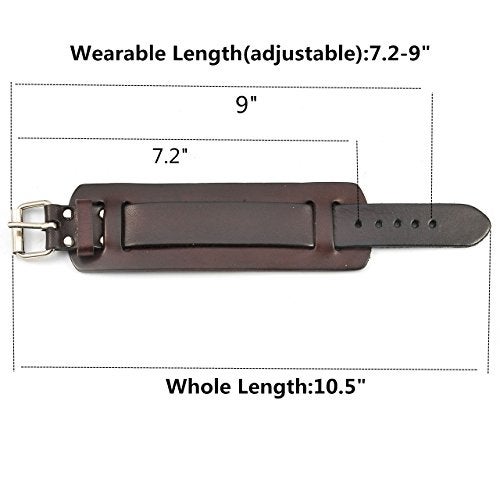 Zysta Punk Unisex Genuine Leather Wide Belt Wristband Bangle Cuff Bracelet 7"-8.5" Fashion Simple Black Brown - Image 5