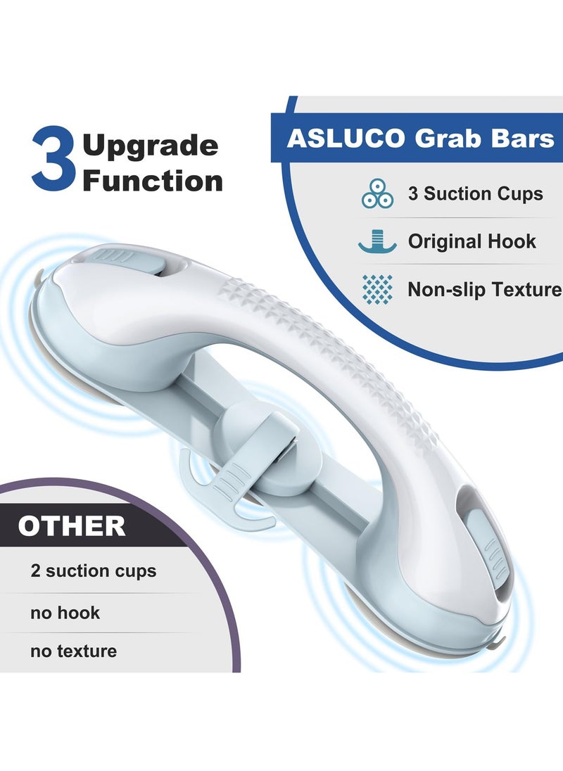 SYOSI - 3 Suction Cup Grab Bars for Shower, 2 Pack Shower Handles for Elderly Suction, Shower Grab Bars for Seniors, Handicap Grab Bars for Bathroom Bath Bathtub Toilet - Image 1