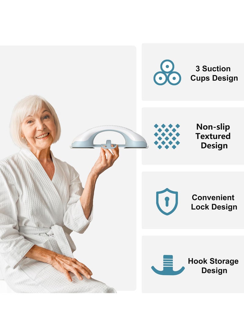 SYOSI - 3 Suction Cup Grab Bars for Shower, 2 Pack Shower Handles for Elderly Suction, Shower Grab Bars for Seniors, Handicap Grab Bars for Bathroom Bath Bathtub Toilet - Image 1