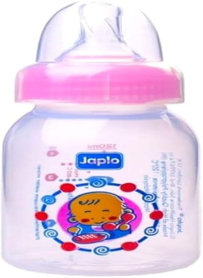 Japlo Japlo Round baby feeding Bottle with Anti-colic nipple & Lukewarm water mixer size 120 ml - pink colour (card) 