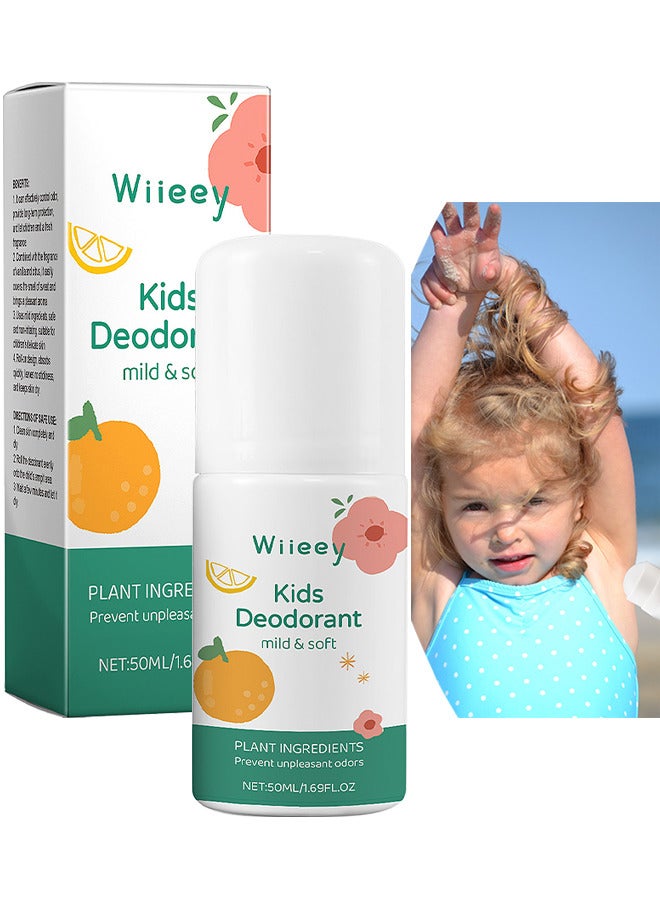 wiieey Natural Deodorant For Kids And Teens, Aluminum Free, Alcohol-Free, Paraben Free, 24 Hr Odor Protection, Clean Fresh Scent, Kids And Tweens, Hypoallergenic Deodorant 50ML (White) - Image 1