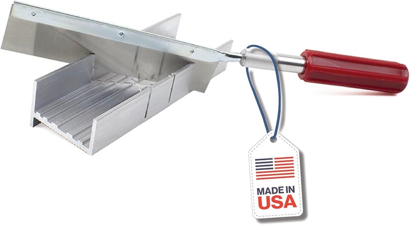 Excel Blades Metal Mitre Box Set with Heavy Duty K5 Handle and Razor Pull Saw Blade, Small Mitre Box and Saw with 2 Cutting Angles for Wood and Soft Metal - Image 1