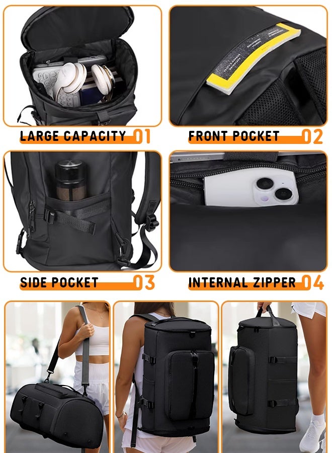 RESONIX Waterproof Large Gym Duffle Bag for Men with Shoe Compartment Wet Pocket 15 Inch Laptop Sleeve 3 Carrying Options Sports Travel Bag Black 48x25x23 cm for Daily Use Outdoor Activities - Image 5