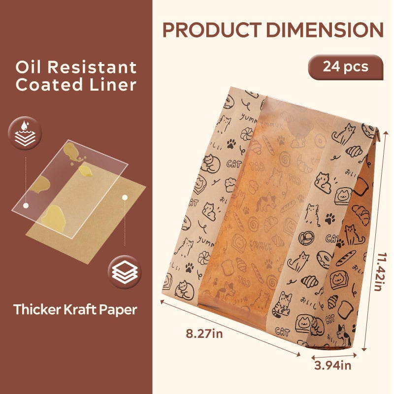 betkou 24PCS Paper Bread Bags for Homemade Bread and Sourdough, Clear Window Bakery Bags for Storage and Gifting, 50% Thicker Kraft Material, Includes Sealing Stickers - Image 2