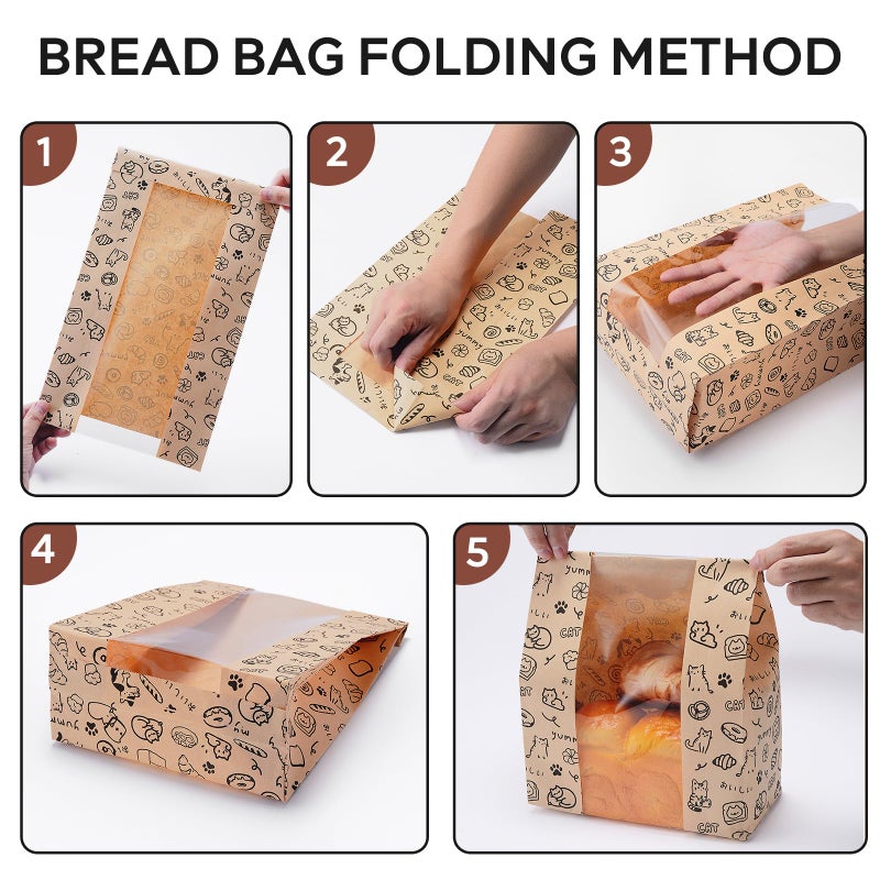 betkou 24PCS Paper Bread Bags for Homemade Bread and Sourdough, Clear Window Bakery Bags for Storage and Gifting, 50% Thicker Kraft Material, Includes Sealing Stickers - Image 4