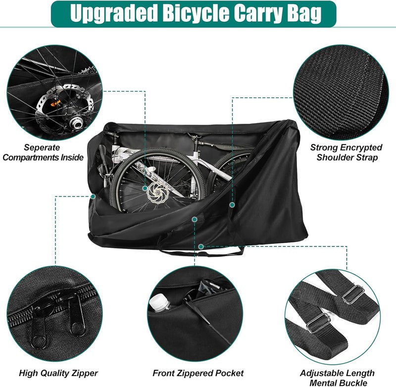 GRABADO Bike Travel Bag Airplane for 26 inch to 29 inch Mountain Bicycle,Heavy Duty 840D MTB Bicycle Box Case with Strong Webbing for Air Travel Flights Waterproof,Bicycle Outdoor Storage Bag with Carry Bag - Image 4